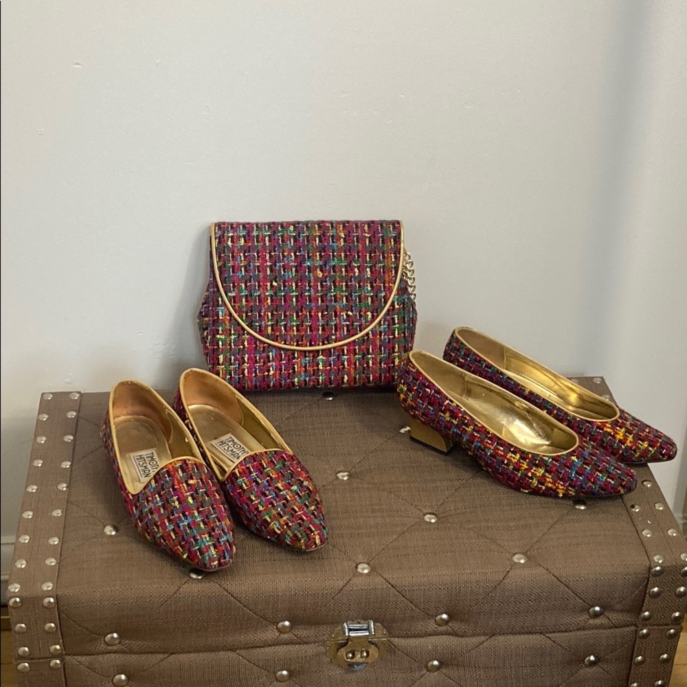 Colorful Tweed Shoes and Bag Set
